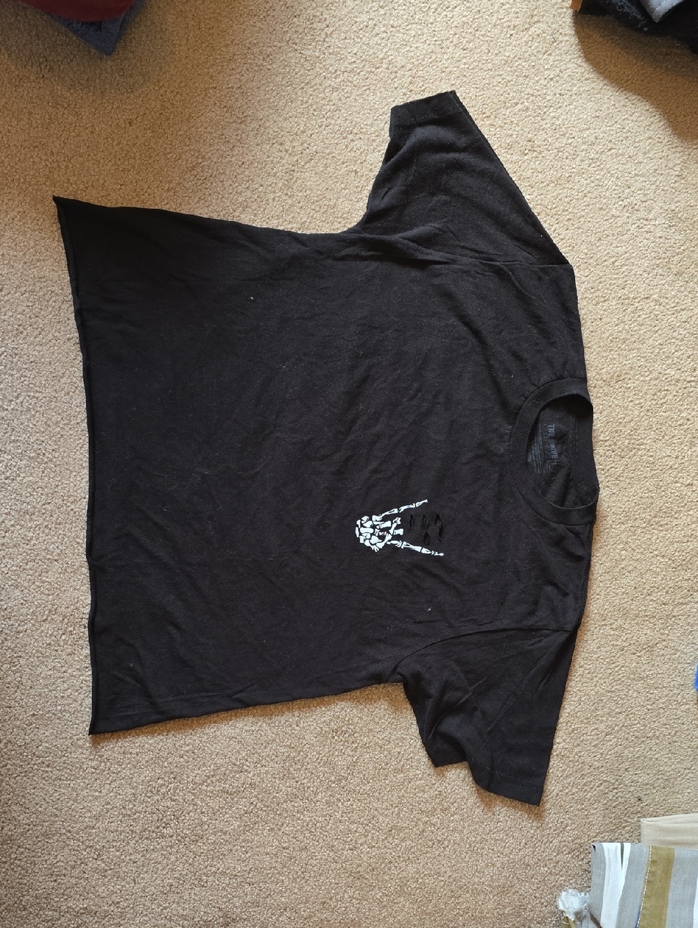 Black Crop Top with Skeleton Hand Graphic - Women